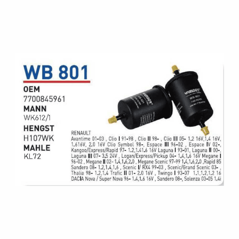 Wb801 Oem 7700845961 Renault clio megane Otomobil yakıt filtre benzin fuel filter gasoline - Görsel 2