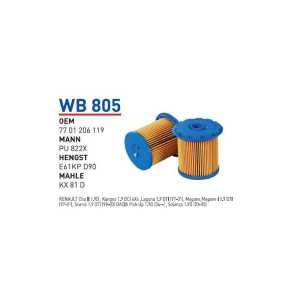 Wb805 Oem 7701206119 Renault kangoo 1.9 dci Otomobil yakıt filtre dizel fuel filter diesel