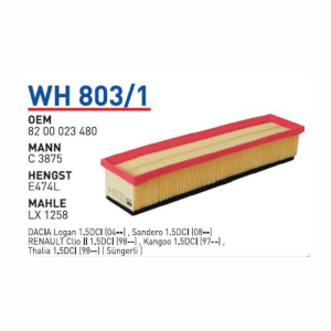 WH 803/1 OEM 8200023480 HAVA FİLTRESİ