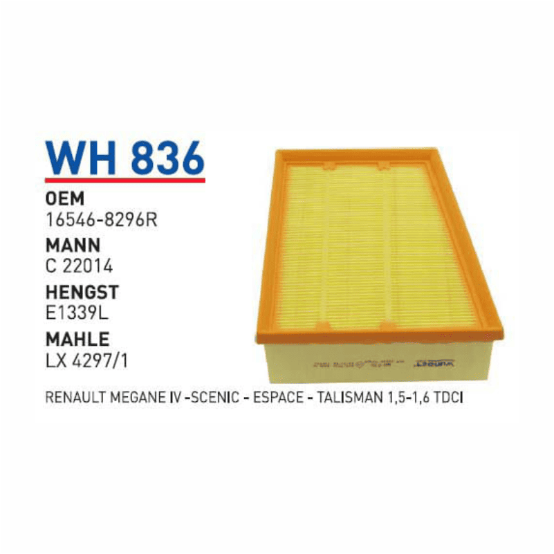 Wh836 Oem 165468296R Renault megane IV scenic espace Otomobil hava filtre air filter