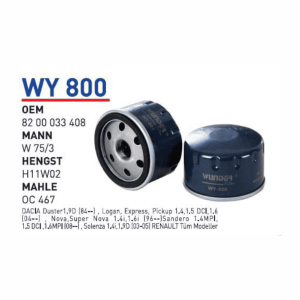 Wy800 Oem 8200033408 Renault megane laguna clio Otomobil yağ filtre oil filter