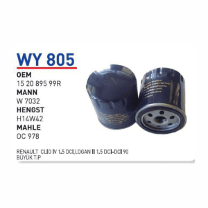 WY 805 OEM 152089599R YAĞ FİLTRESİ