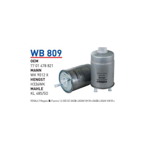 Wb809 Oem 7701478821 Renault megane III fluence Otomobil yakıt filtre dizel fuel filter diesel