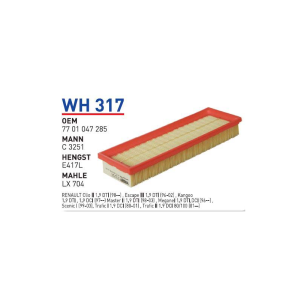 Wh317 Oem 7701047285 Renault megane trafic Otomobil hava filtre air filter