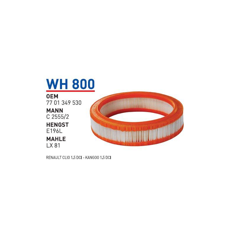 Wh800 Oem 7701349530 Renault R9 R11 R19 Otomobil hava filtre air filter
