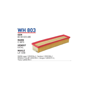 Wh803 Oem 8200023480 Renault clio II 1.5 dci Kangoo 1.5 dci Otomobil hava filtre air filter
