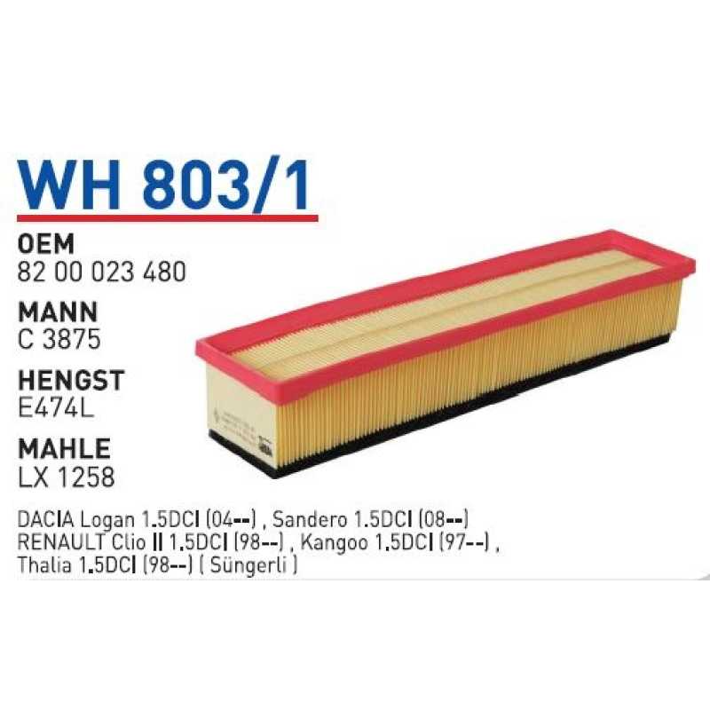 Wh803/1 Oem 8200023480 Renault clio kangoo dacia logan Otomobil hava filtre air filter