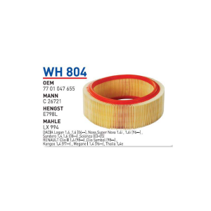 Wh804 Oem 7701047655 Renault clio sembol Otomobil hava filtre air filter