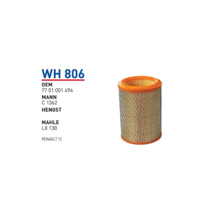 Wh806 Oem 7701001494 Renault 12 Otomobil hava filtre air filter