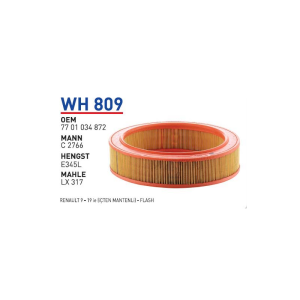 Wh809 Oem 7701034872 Renault 9-19 İe flash Otomobil hava filtre air filter