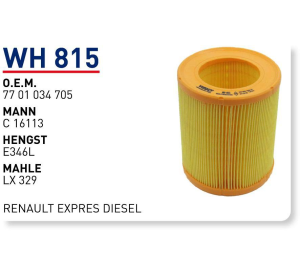 Wh815 Oem 7701034705 Renault Kangoo expres Otomobil hava filtre air filter