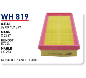 Wh819 Οem 8200459849 Renault kangoo 2001 Otomobil hava filtre air filter