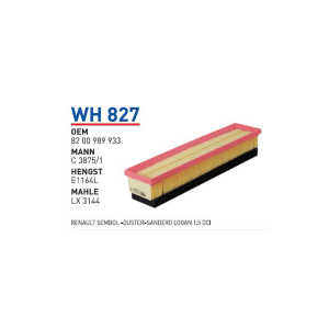 Wh827 Oem 8200989933 Renault symbol duster II Otomobil hava filtre air filter