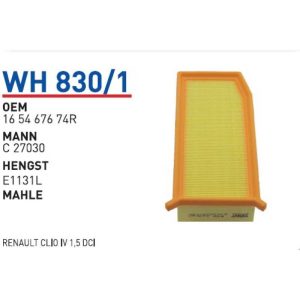 Wh830/1 Oem 165467674R Renault clio IV 1,5 dci Otomobil hava filtre air filter