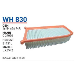Wh830 Oem 165467674R Renault clio IV 1,5 dci Otomobil hava filtre air filter