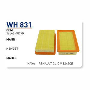 Wh831 Oem 16546-4877R Renault clio V 1,0 sce Otomobil hava filtre air filter