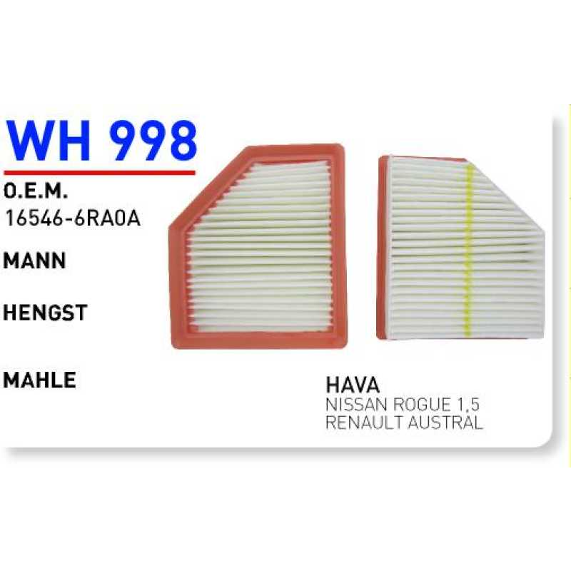 Wh998 Oem 16546-6RA0A Renault Austral 1,5 Otomobil hava filtre air filter