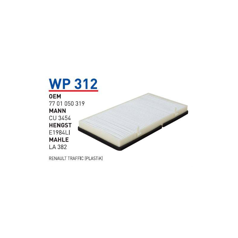 Wp312 Oem 7701050319 Renault trafic Otomobil polen filtre pollen filter