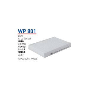 Wp801 Oem 7700424098 Renault clio II kangoo Otomobil polen filtre pollen filter