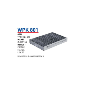 Wpk801 Oem 7700424098 Renault clio II kangoo Otomobil polen filtre pollen filter