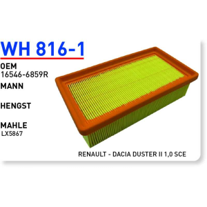 Wh816/1 Oem 16546-6859R Dacıa duster II 1,0 Sce Otomobil hava filtre air filter