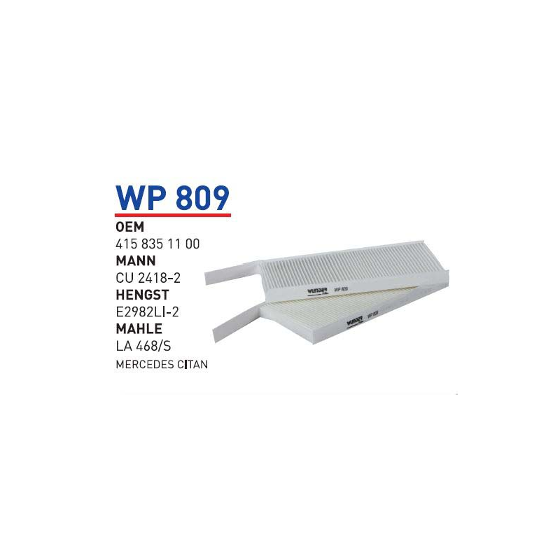 Wp809 Oem 4158351100 Renault kangoo III Y.m master III Otomobil polen filtre pollen filter
