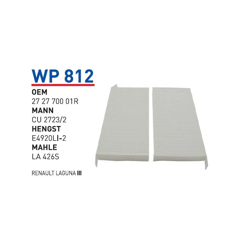 Wp812 Oem 272770001R Renault laguna III Otomobil polen filtre pollen filter