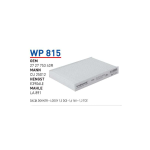 Wp815 Oem 272775340R Dacıa dokker lodgy Otomobil polen filtre pollen filter