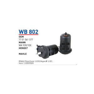 Wb802 Oem 7701061577 Renault megane II scenic II Otomobil yakıt filtre dizel fuel filter diesel