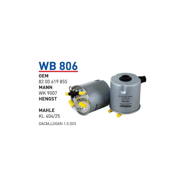 Wb806 Oem 8200619855 Dacıa logan 1.5 dci Otomobil yakıt filtre dizel fuel filter diesel
