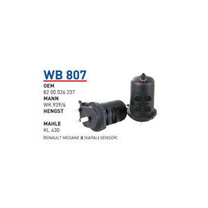 Wb807 Oem 8200026237 Renault megane II Otomobil yakıt filtre dizel fuel filter diesel