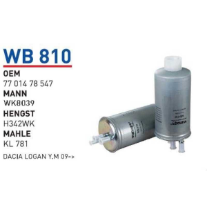 Wb810 Oem 7701478547 Dacıa logan duster Otomobil yakıt filtre dizel fuel filter diesel