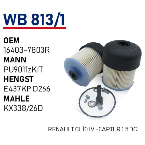 Wb813/1 Oem 16403-7803R Renault clio IV captur Otomobil yakıt filtre dizel fuel filter diesel