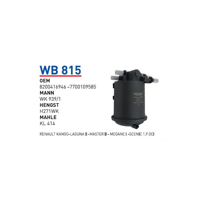 Wb815 Oem 8200416946 Renault kango laguna II Otomobil yakıt filtre dizel fuel filter diesel