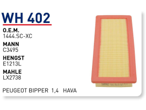 Wh402 Οem 1444.SC-XC Oem 51785947 Fiat fiorino 1.4 Qubo 1,4 Otomobil hava filtre air filter