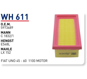 Wh611 Οem 5973689 Fiat uno 45-60 1100 Otomobil hava filtre air filter