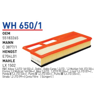 Wh650/1 Oem 55183265 Fiat albea palio doblo 1.3 jtd Otomobil hava filtre air filter