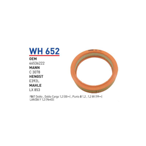 Wh652 Oem 46536222 Fiat punto II 1.2 99 doblo 1.2 Otomobil hava filtre air filter