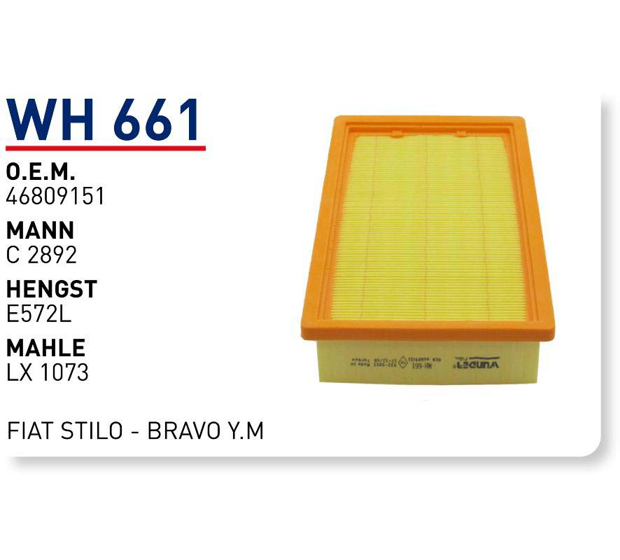Wh661 Οem 46809151 Fiat stılo bravo Y.m Otomobil hava filtre air filter