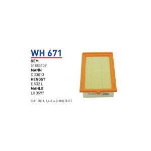 Wh671 Oem 51885139 Fiat 500L1,4-1,6 D multıjet Otomobil hava filtre air filter