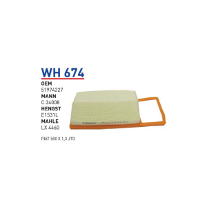 Wh674 Oem 51974227 Fiat 500 X Otomobil hava filtre air filter