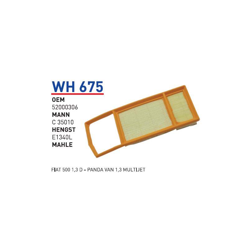 Wh675 Oem 52000306 Fiat 500 panda van Otomobil hava filtre air filter