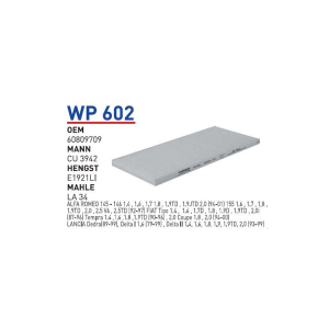 Wp602 Oem 60809709 Fiat tempra tipo coupe Otomobil polen filtre pollen filter