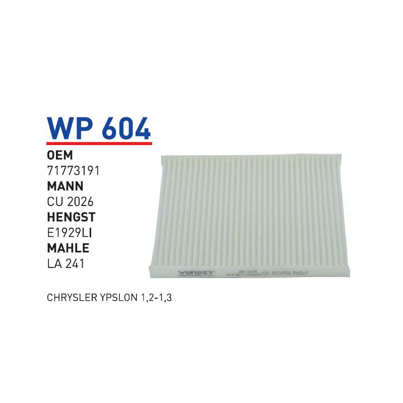 Wp604 Oem 71773191 Fiat 500L nuova panda Otomobil polen filtre pollen filter