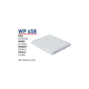 Wp658 Oem 55702456 Fıat grande punto Otomobil polen filtre pollen filter