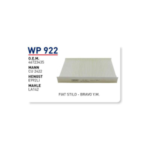 Wp922 Οem 46723435 Fiat stilo bravo ym Otomobil polen filtre pollen filter