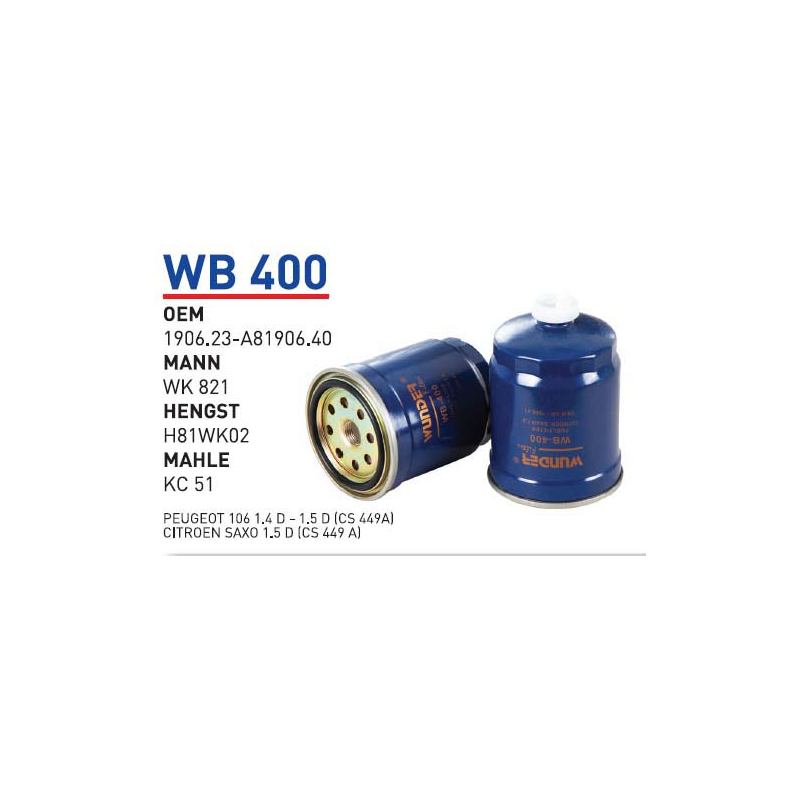 Wb400 Oem 1906.23-A81906.40 Fiat brava Otomobil yakıt filtre dizel fuel filter diesel
