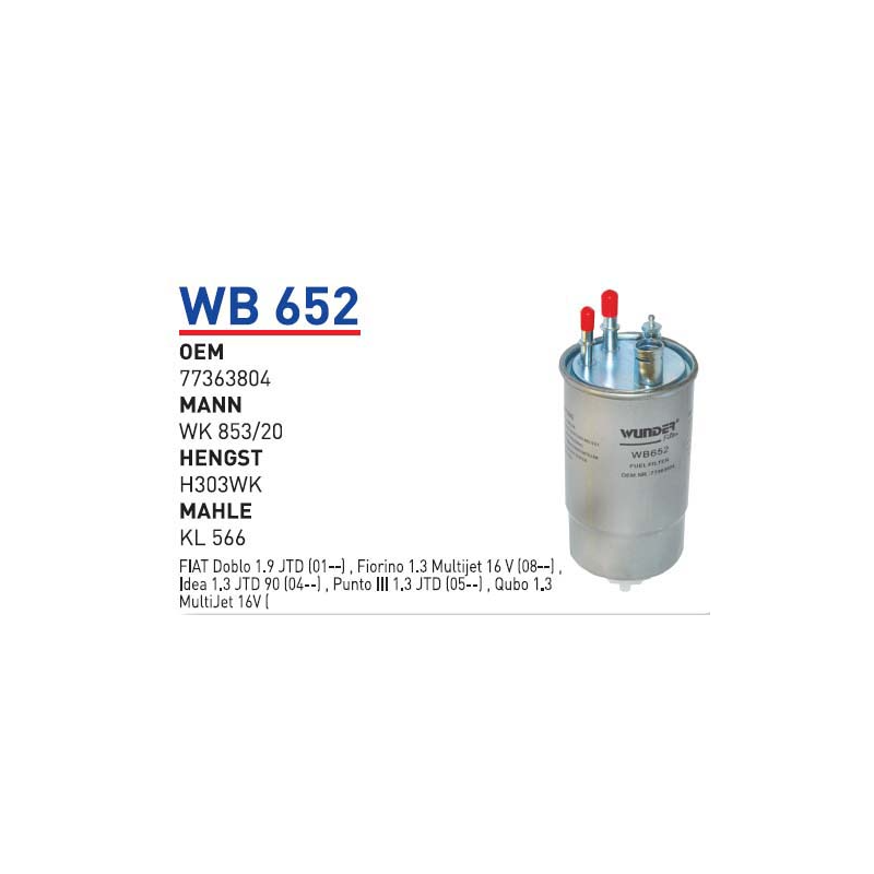 Wb652 Oem 77363804 Fiat doblo Otomobil yakıt filtre dizel fuel filter diesel