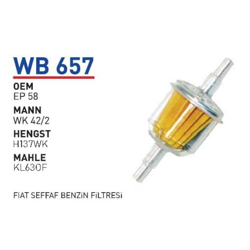 Wb657 Oem ep 58 Fiat şeffaf Otomobil yakıt filtre benzin fuel filter gasoline