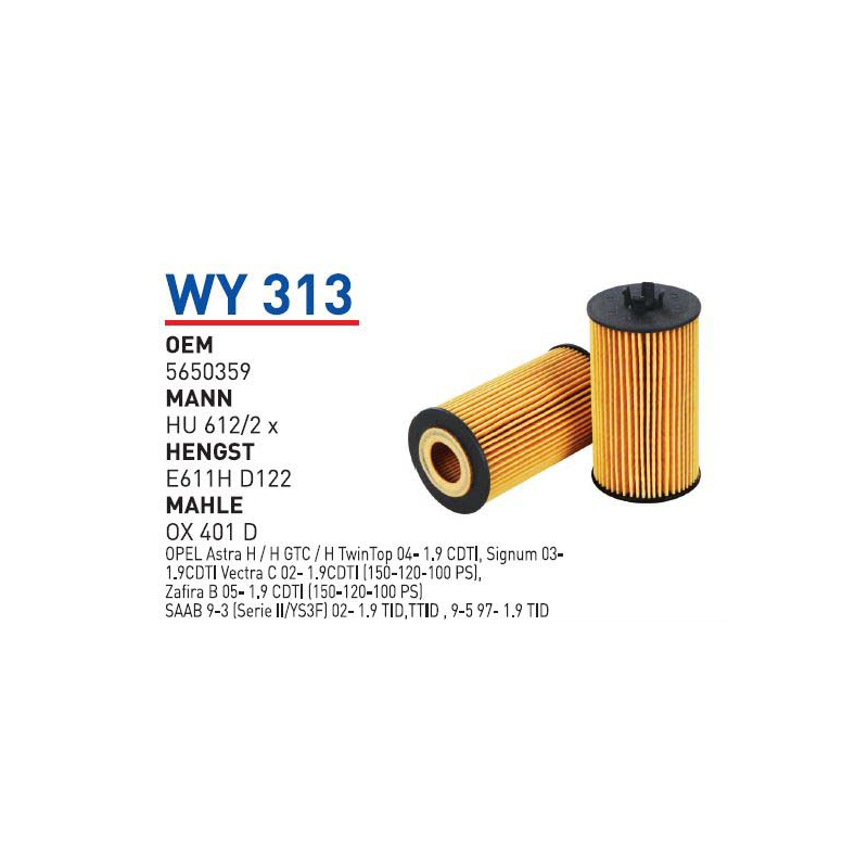 Wy313 Oem 5650359 Fiat croma Otomobil yağ filtre oil filter